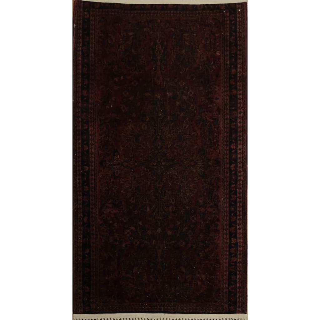 Hand Knotted Oriental 100% Wool Carpet Traditional Floral Pink Sarouk Area Rug - 3' 10'' X 2' 1''