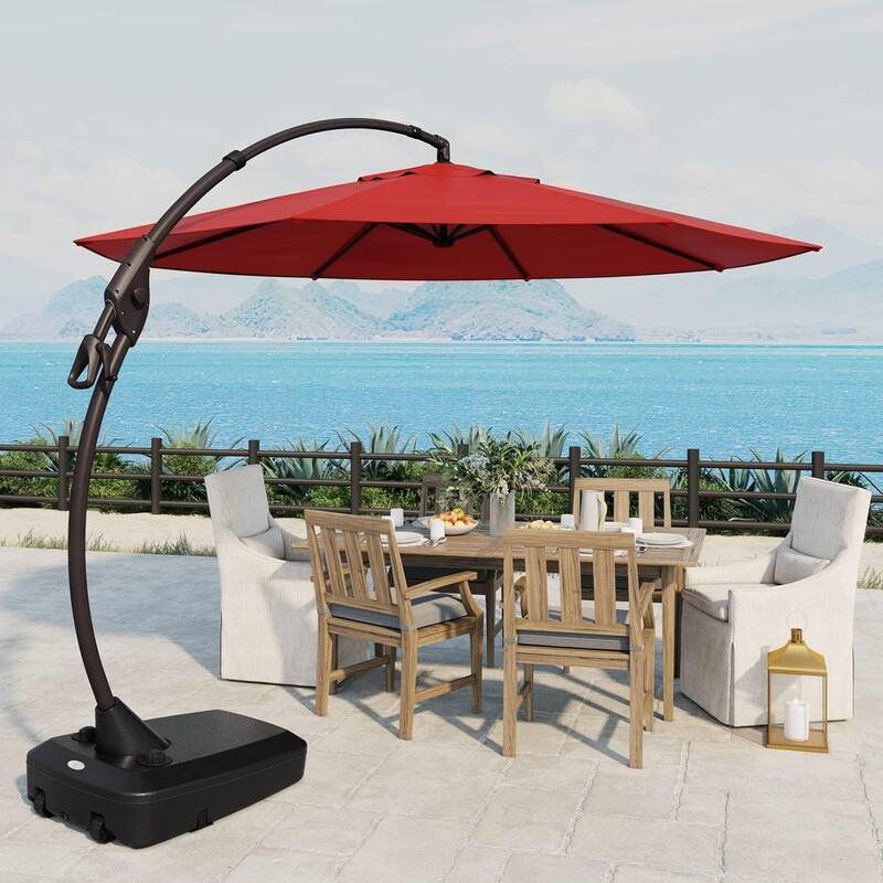 Outdoor Backyard Round Aluminum Cantilever Umbrella - Red11FT