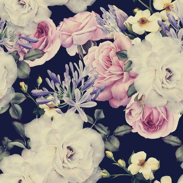 Antique Dark Floral Wallpaper Mural 100 W X 100 H Overstock Antique Dark Floral Wallpaper Mural 100 W X 100 H Overstock