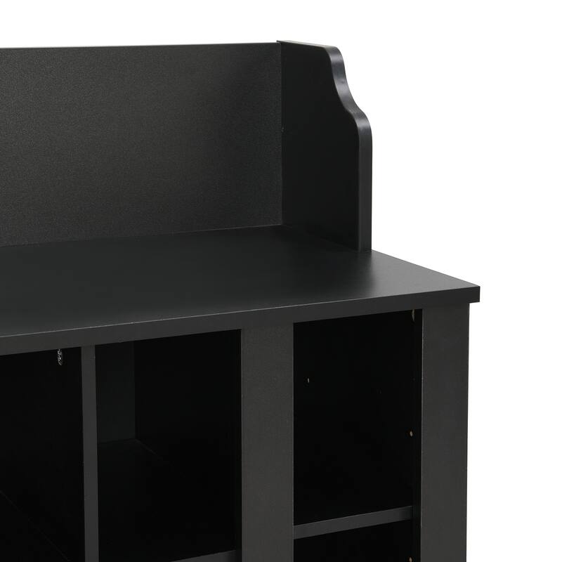Shoe Storage Rack for Front Door Entrance, Wood Bench Wall Mounted Coat Rack with Shelves, 4 Hooks Hall Tree Shoe Bench