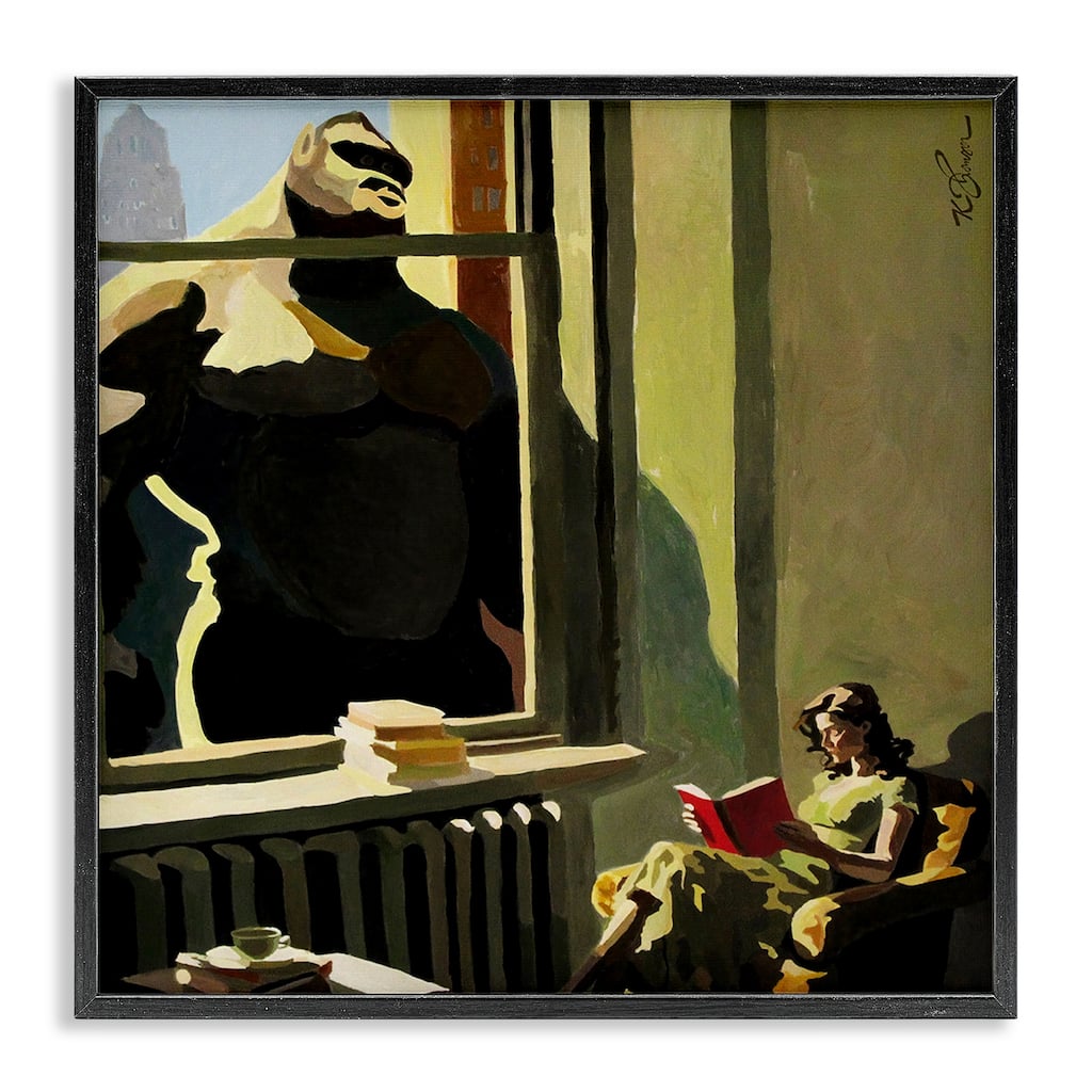 Stupell Gorilla in Window Scene Framed Giclee Art Design By Keith Thomson