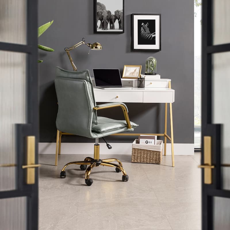 Zarina Modern Faux Leather Swivel Office Desk Chair with Height-adjustable by HULALA HOME