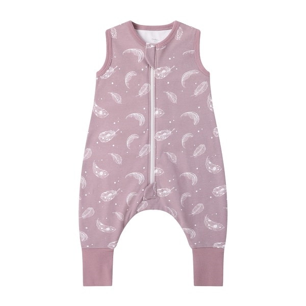 slide 2 of 5, 100% Organic Cotton 1.0 Tog Sleeping Bag with Legs Sleeveless Wearable Blanket- Feather Mauve