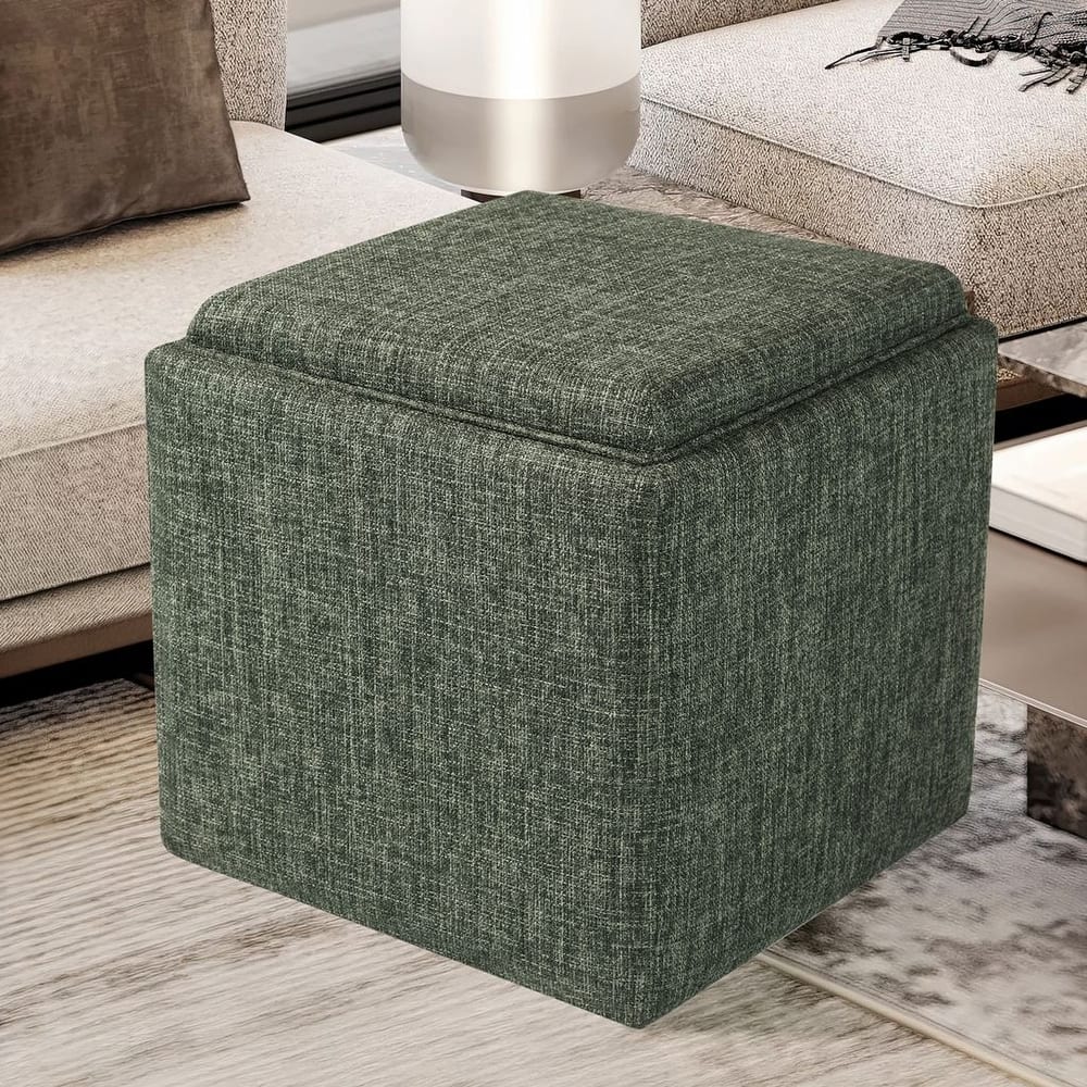 HomePop Storage Ottoman with Tray Top