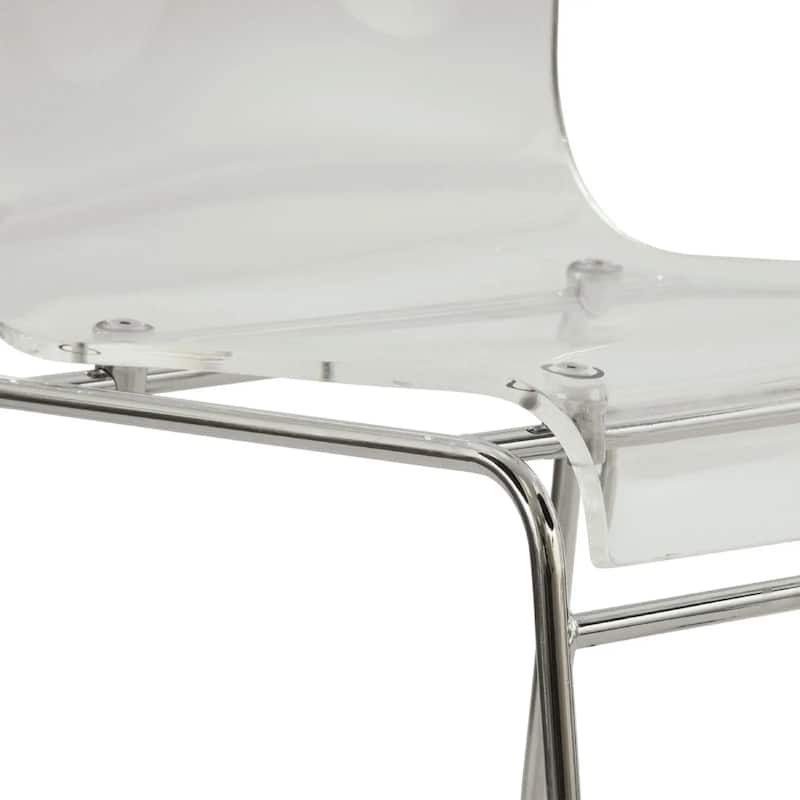 Lima Modern Transparent Acrylic in Chrome Steel Frame Dining Chair