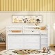 preview thumbnail 2 of 7, White Twin Size Solid Wood Loft Bed with Retractable Writing Desk and Side Movable Desk, 4 Drawers, Open Shelves