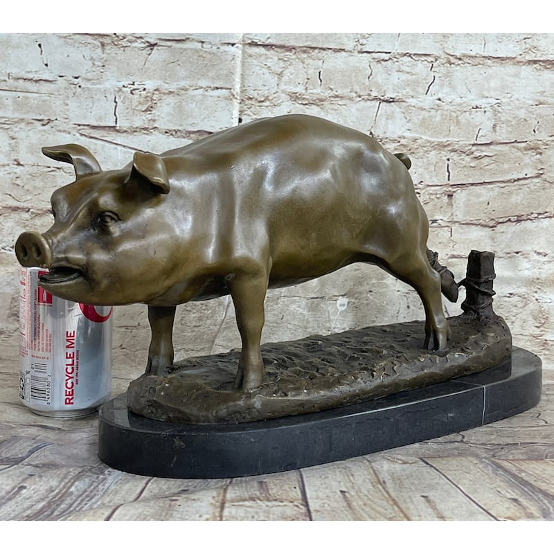 Signed Wild Pig Bronze Sculpture Figure Art Deco Figurine Home Decor Decoration