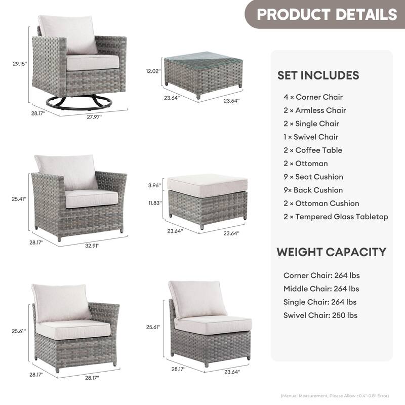 XIZZI 13-piece Outdoor Patio Furniture Conversation Set