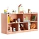 preview thumbnail 11 of 9, Natural Wooden 5-Compartment Cubby Storage Shelf Cabinet Perfect for Kids Room - 48” × 13” × 24”