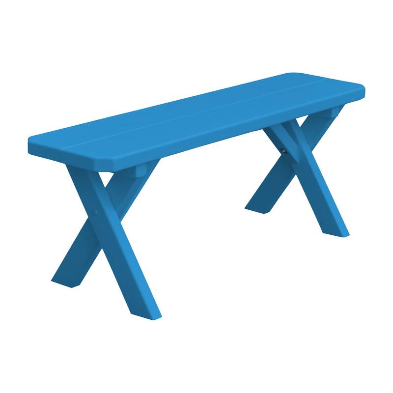 Pine 4' Crossleg Bench - Caribbean Blue