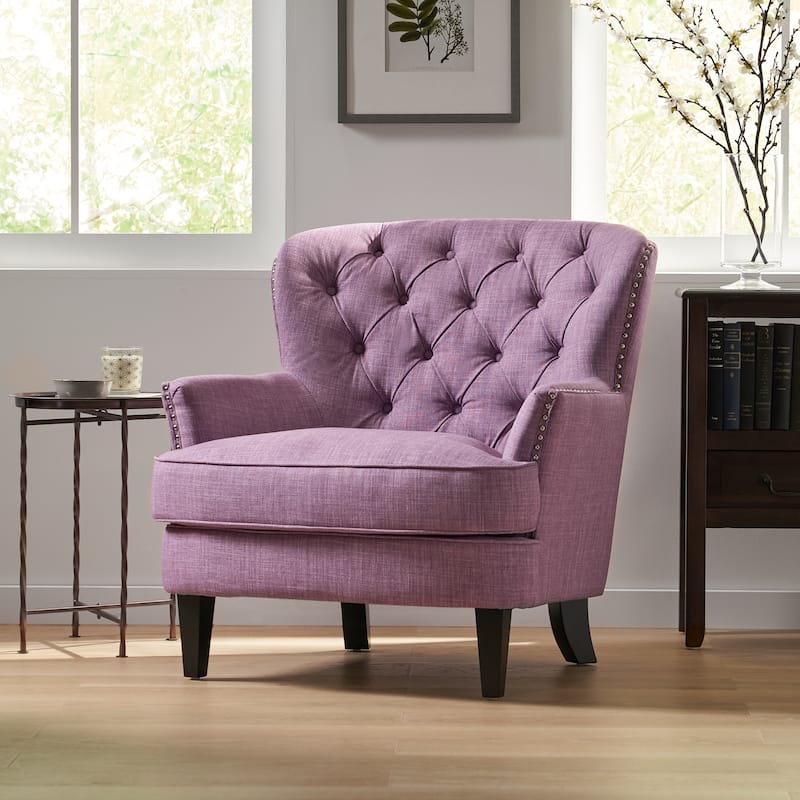 Tafton Tufted Oversized Fabric Club Chair by Christopher Knight Home - 33.50" L x 35.00" W x 34.50" H - Purple