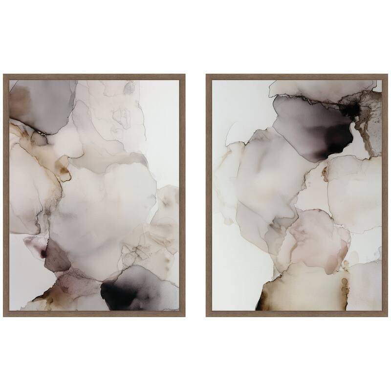 Kate and Laurel Smoke No. 1 & No. 2 2 Piece Framed Canvas Wall Art Set by Amy Lighthall - 2 Piece Set 18x24 - Walnut