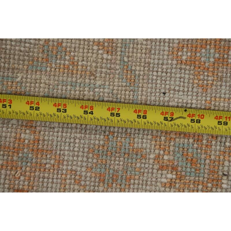 Hand Knotted Oriental 100% Wool Carpet Transitional Geometric Oranges & Rust Oushak Area Rug - 3' 11'' X 2' 11''