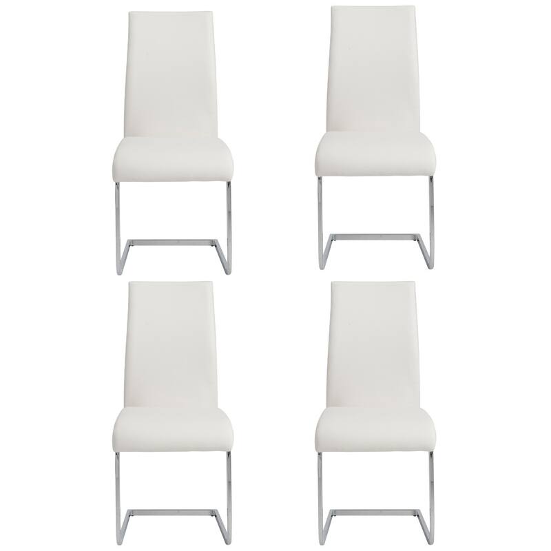 Set of Four Black Faux Faux Leather Long Back Cantilever Chairs