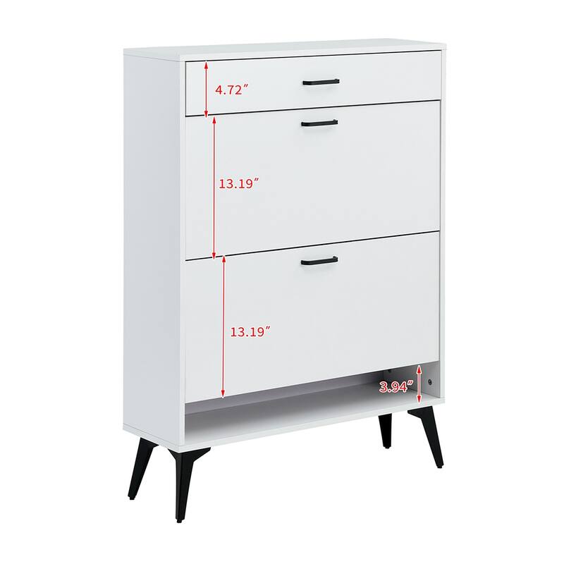 Shoe Cabinet With 2 Flip Drawers Open Shelf Modern Shoe Racks Storage Organizer
