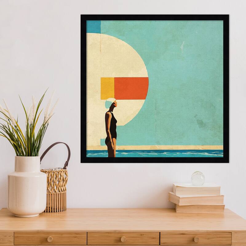 Mid Century Pool by Layla Oz Wood Framed Wall Art Print