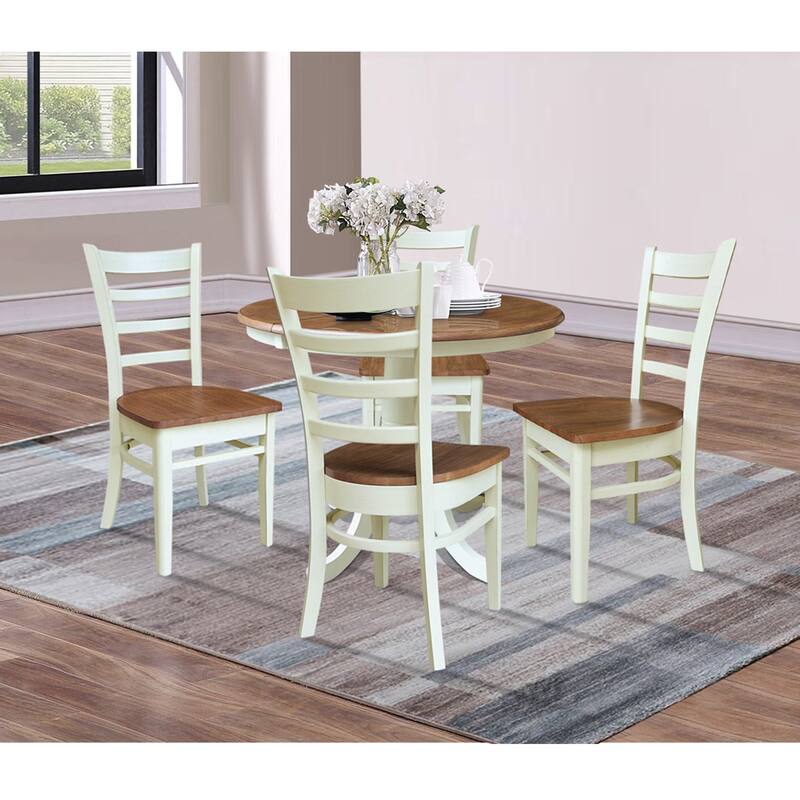 International Concepts 36" Round Extension Dining Table with Emily Chairs