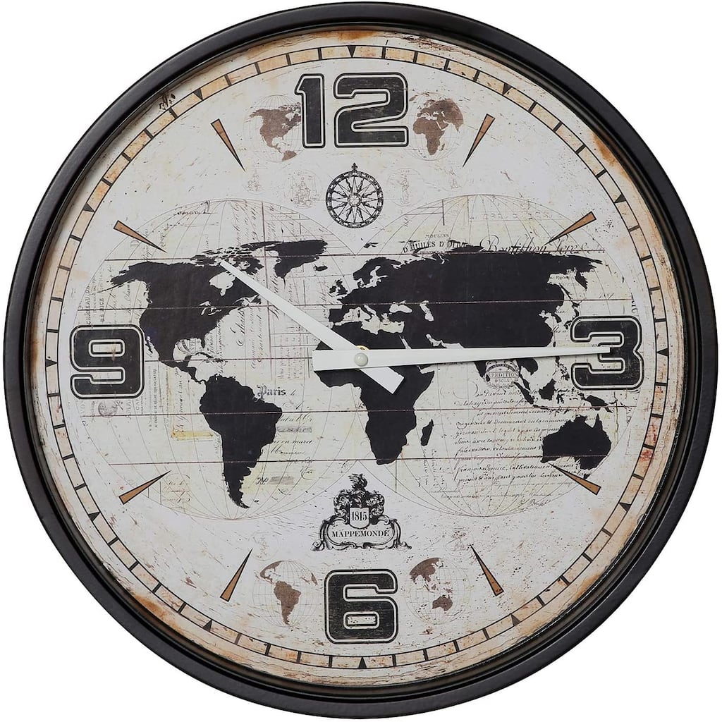 Javlergo Wall Clock Globe World Map Retro Vintage Rustic Wall Clocks Silent Clock Decorative