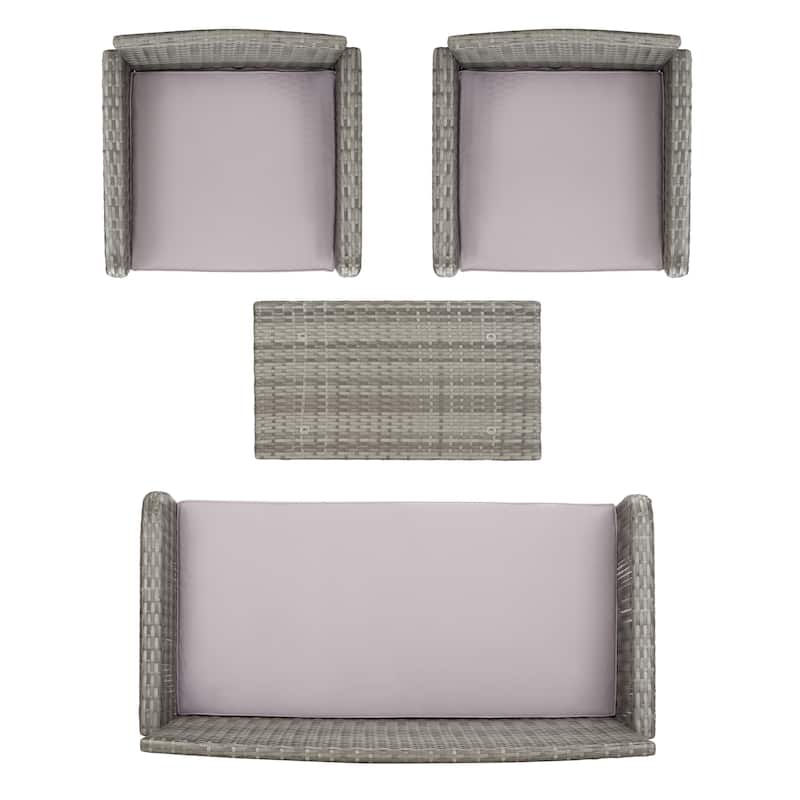 SAFAVIEH Outdoor Aboka Wicker/ Steel 4-piece Patio Conversation Set