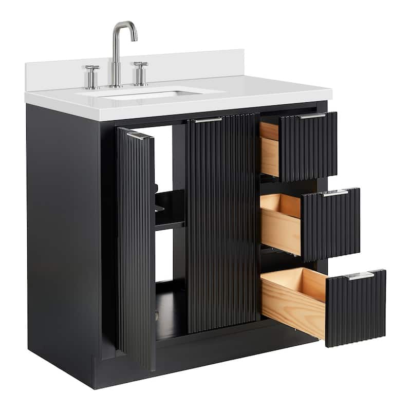 Ariel P37LWQRVO Milan 37" Free Standing Single Basin Vanity Set with