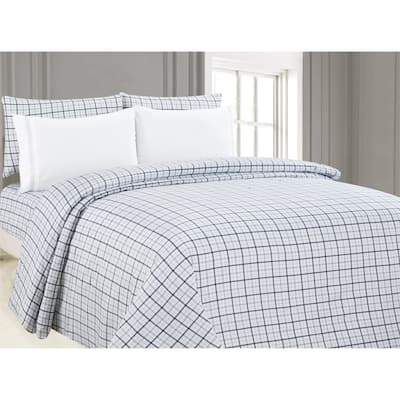 6-Piece Printed Sheet Set with Embroidered Pillowcases, Bank Plaid