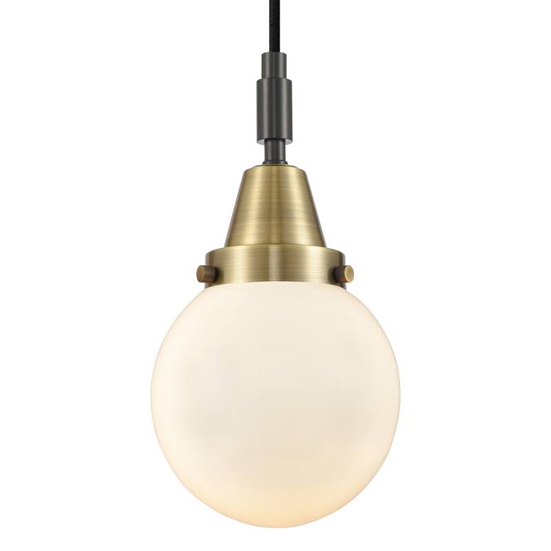 Innovations Lighting 447-1P-G201-6 Beacon 6" Wide Mini Pendant with - Black Antique Brass