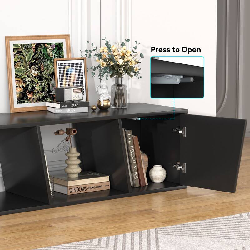 Gymojoy Extendable Adjustable Length 70.9"-106.2" TV Stand for 85-110 Inch Entertainment Center,Retractable Media Console Table.