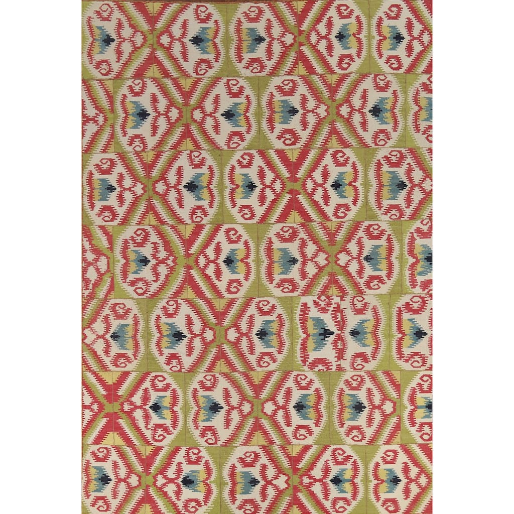 All-Over Kilim Oriental Area Rug Hand-Woven Wool Carpet - 8'2"x 10'10"