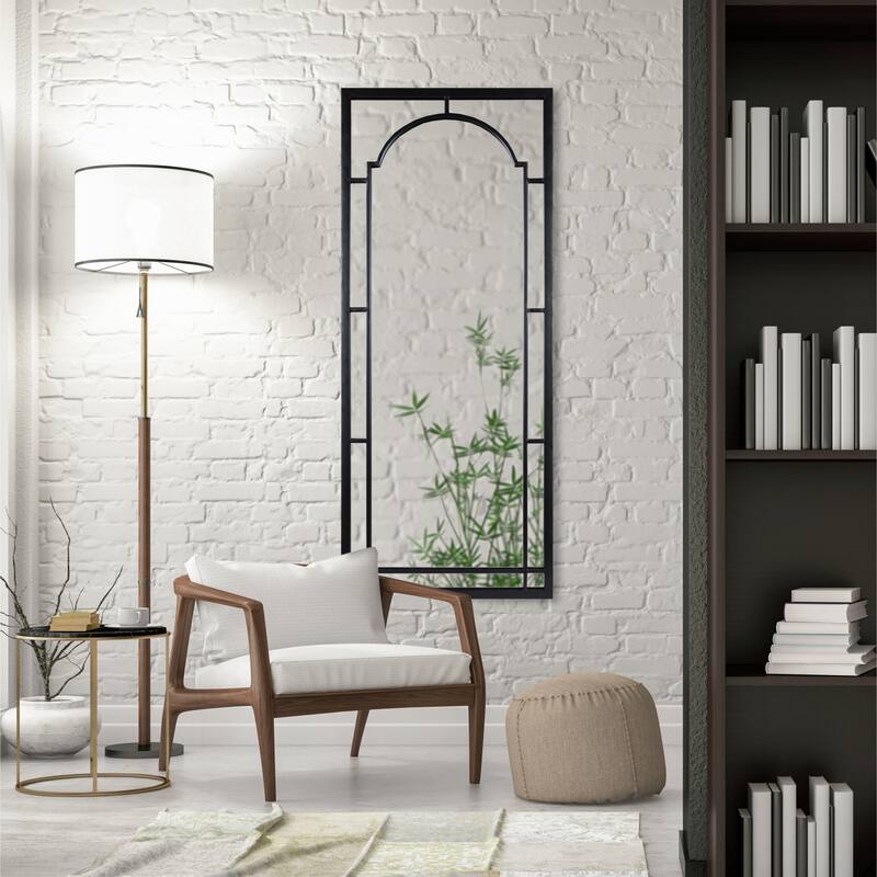 Kate and Laurel Lyla Metal Framed Arch Mirror - Black