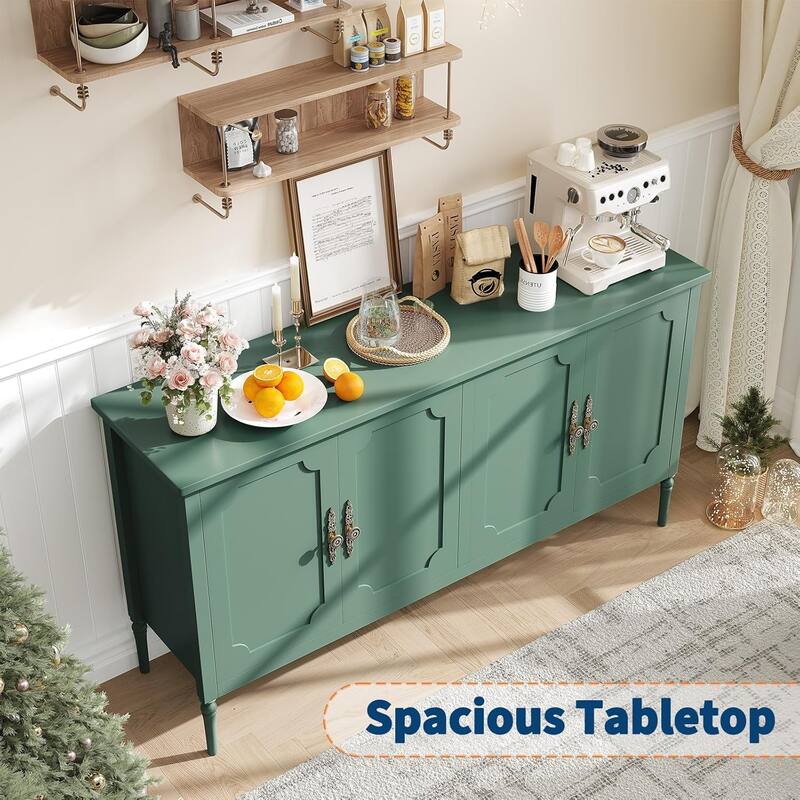 59" Sideboard Buffet Cabinet with Storage, Modern Credenza with 4 Doors and Adjustable Shelves