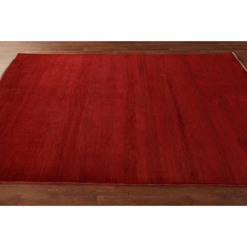 Gabbeh Modern Area Rug Handmade Oriental Red Wool Carpet - 5'6" x 7'10"