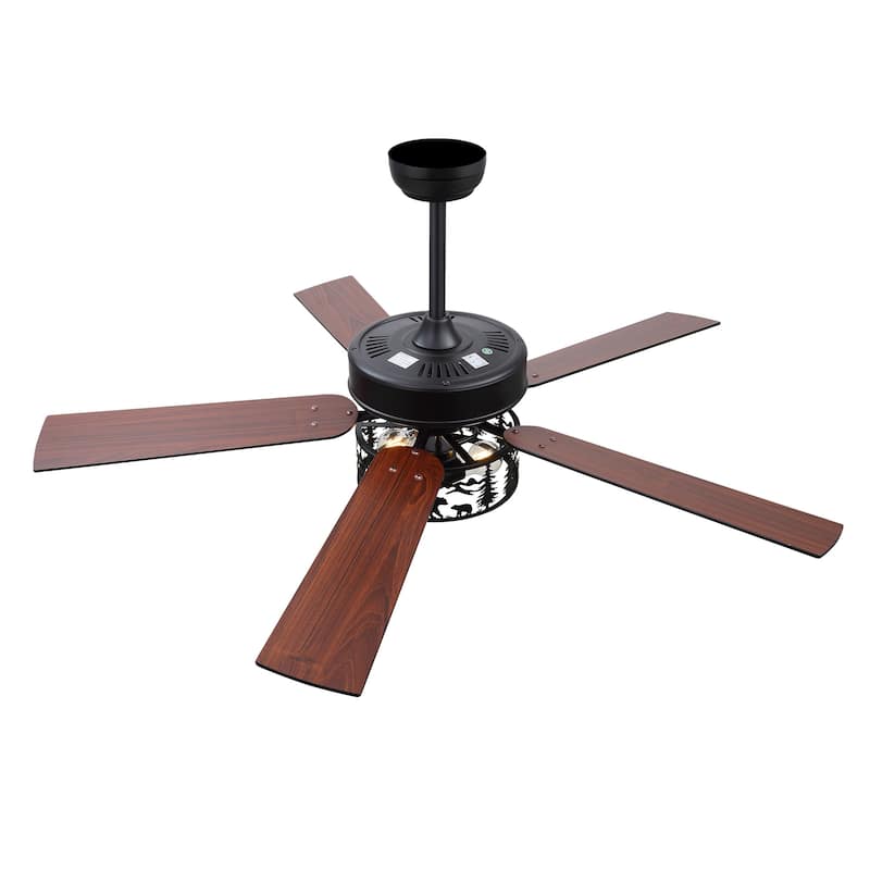 52-inch Reversible 5-Blade Caged Ceiling Fan with Light and Remote