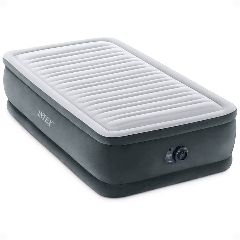 Intex 64411ED Dura Beam Comfort Plus Airbed Mattress w/ Built In Pump, Twin Size