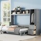 preview thumbnail 1 of 16, Full Size Murphy Wall Bed Frame with Closet and Drawers Space-Saving Design for Kids Boys&Girls Gray