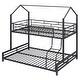 preview thumbnail 10 of 10, Black Metal House Bunk Bed with Roof, Ladder and Fence for Kids, Boys and Girls
