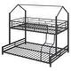 preview thumbnail 10 of 11, Twin over Full Metal Bunk Bed with Roof & Guardrail, Black