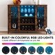 preview thumbnail 19 of 18, Wine Bar Cabinet with LED Light - 15.7"D x 47.2"W x 34.61"H