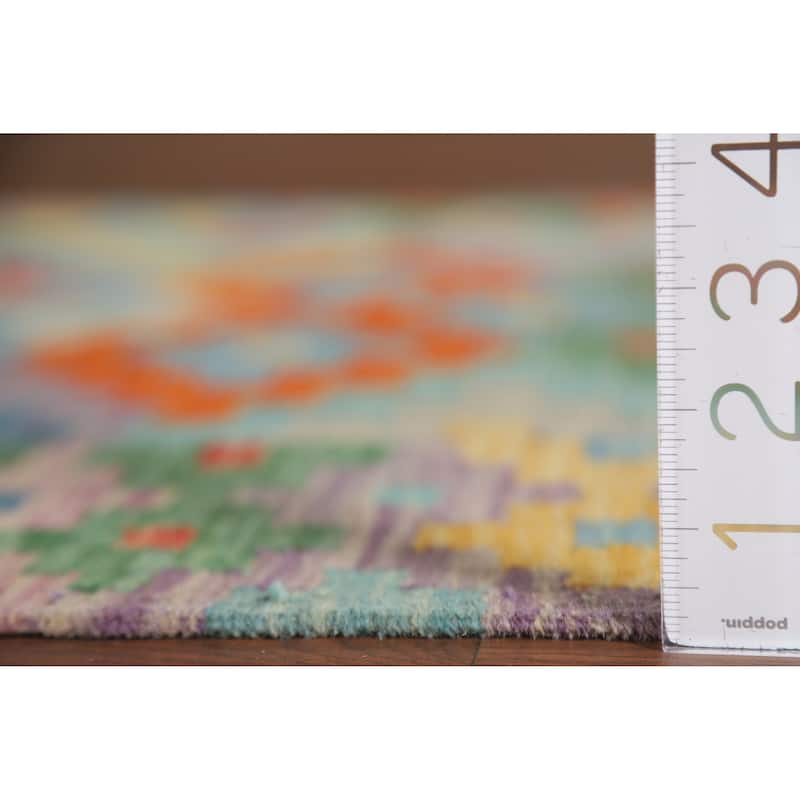 Reversible Kilim Accent Rug Hand-Woven Geometric Wool Carpet - 3'6"x 5'1"