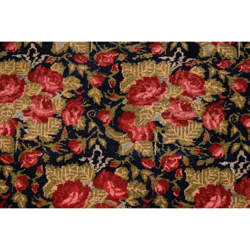 Floral Sirjan Foyer Rug Handmade Wool Carpet - 3'7" x 5'0"