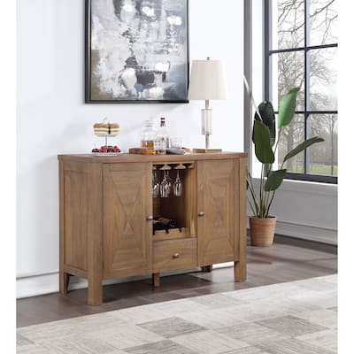 Wheeler Rustic Brown and Oak Server with 2-Door