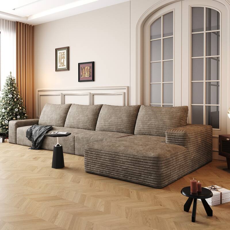 Sofa 135-in Casual Camel 4 -seater Right Sectional - 8' x 10'