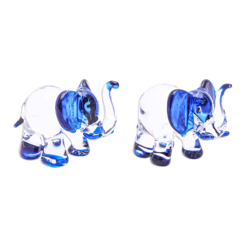 Novica Handmade Intuition Trunks Handblown Glass Figurines (Set Of 2)