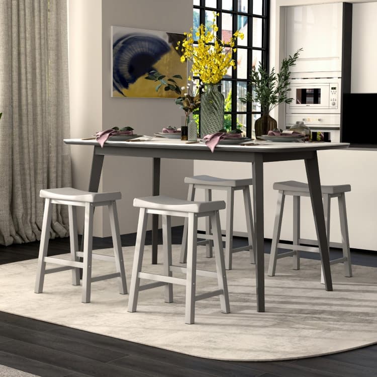 Set of 2 Classic 24 Inch Backless Counter Height Stools for Kitchens - 18" x 14" x 24" (L x W x H)