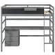 preview thumbnail 10 of 11, Gray Twin Size Loft Bed with 3 Drawers Cabinet & Desk, Solid Wood Loft Bed Frame with Blackboard & Ladder, for Kids Teens Adults