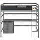 preview thumbnail 7 of 11, Grey Wood Twin Size Loft Bed with Multiple Storage Desk, Blackboard, Shelf and 3 Drawers