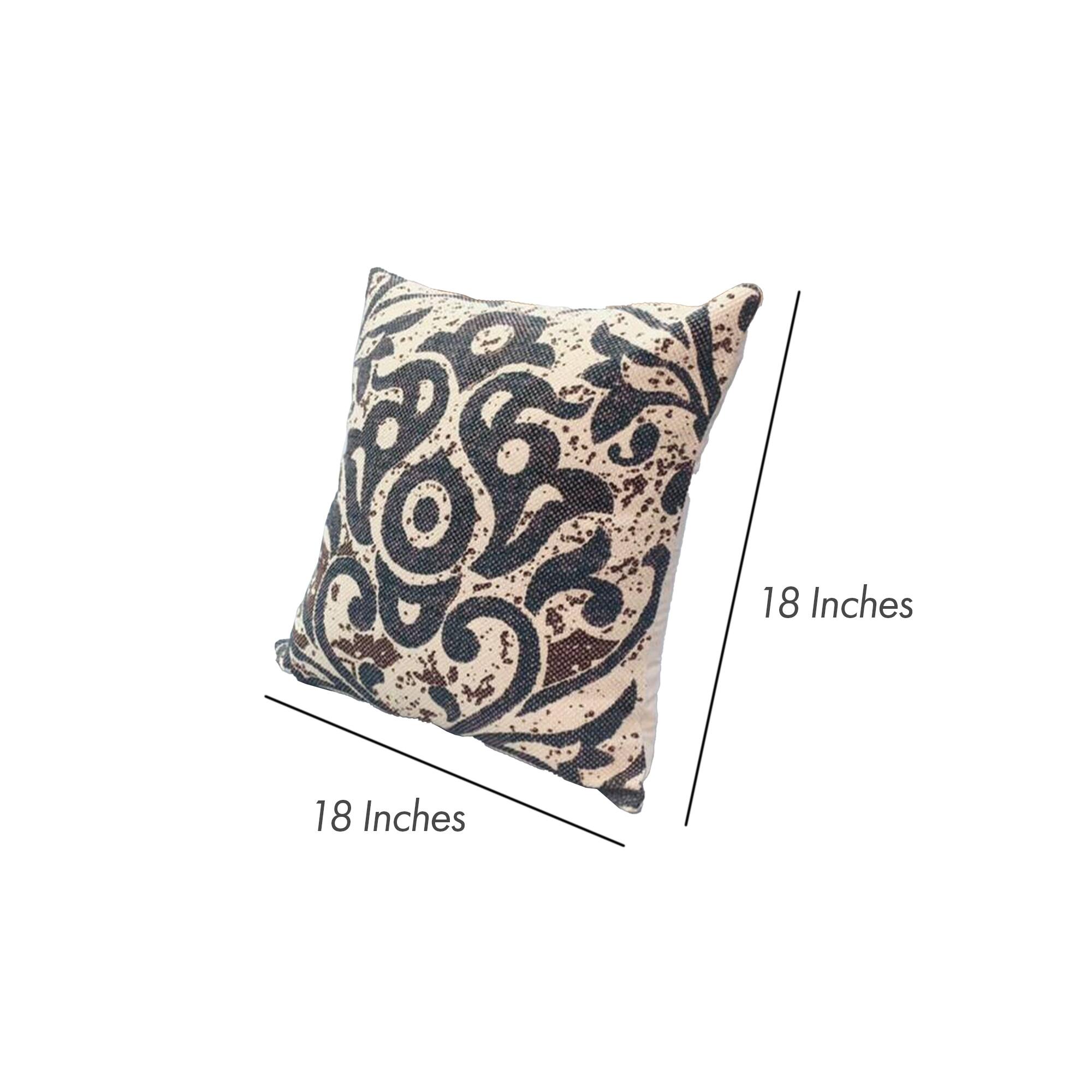 18 x 18 Square Accent Throw Pillow, Damask Print, Soft Polyester Filler