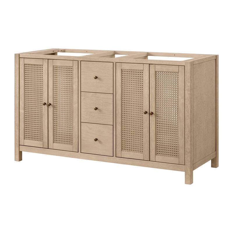 Alaterre Furniture Lucca 60in Bathroom Vanity - Cabinet Only - Natural Finish - Natural