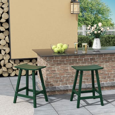 Polytrends Laguna Hdpe All Weather Outdoor Patio 24" Saddle Seat Counter Stool (Set Of 2)