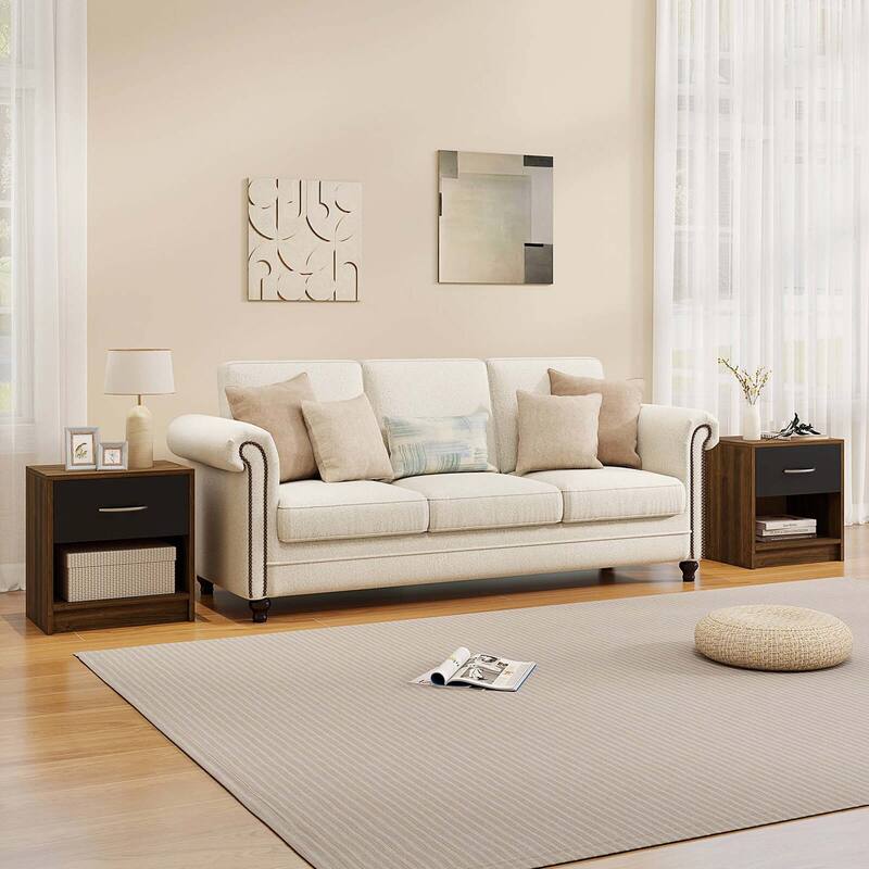 Costway Modern Nightstand Bedside Table with Drawer Open Storage Shelf