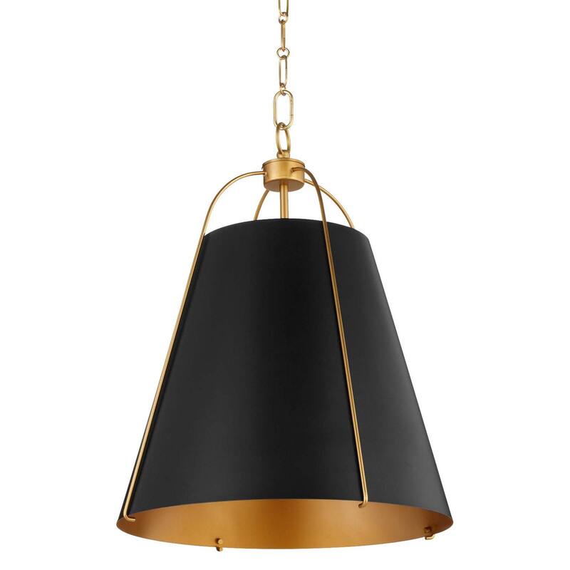 Quorum International 861-3 Ellen 3 Light 18" Wide Pendant - Matte Black / Aged Brass